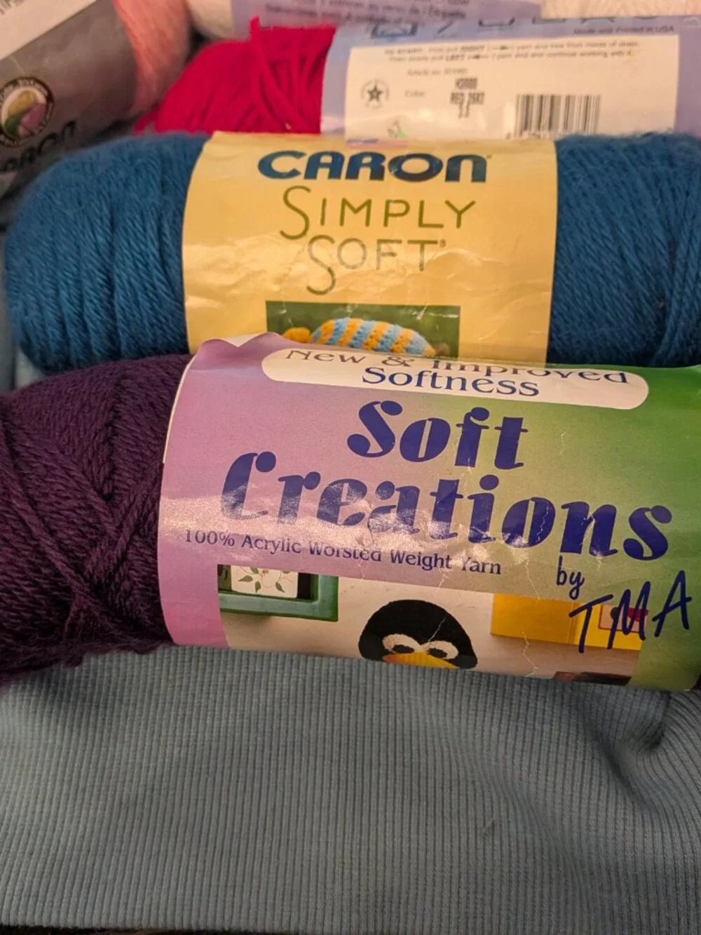 Vintage Caron & Soft Creations Plum 4 Ply Worsted Yarn Destash Lot of 6 Skeins